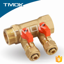 2/3/4 ways flow meter for underfloor heating maniflod for pump tube pipe fittings 3/4"*1" brass stem pex forged OEM